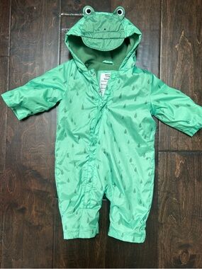 6 Months Birch & Stone Frog Hooded One-Piece Rain Suit